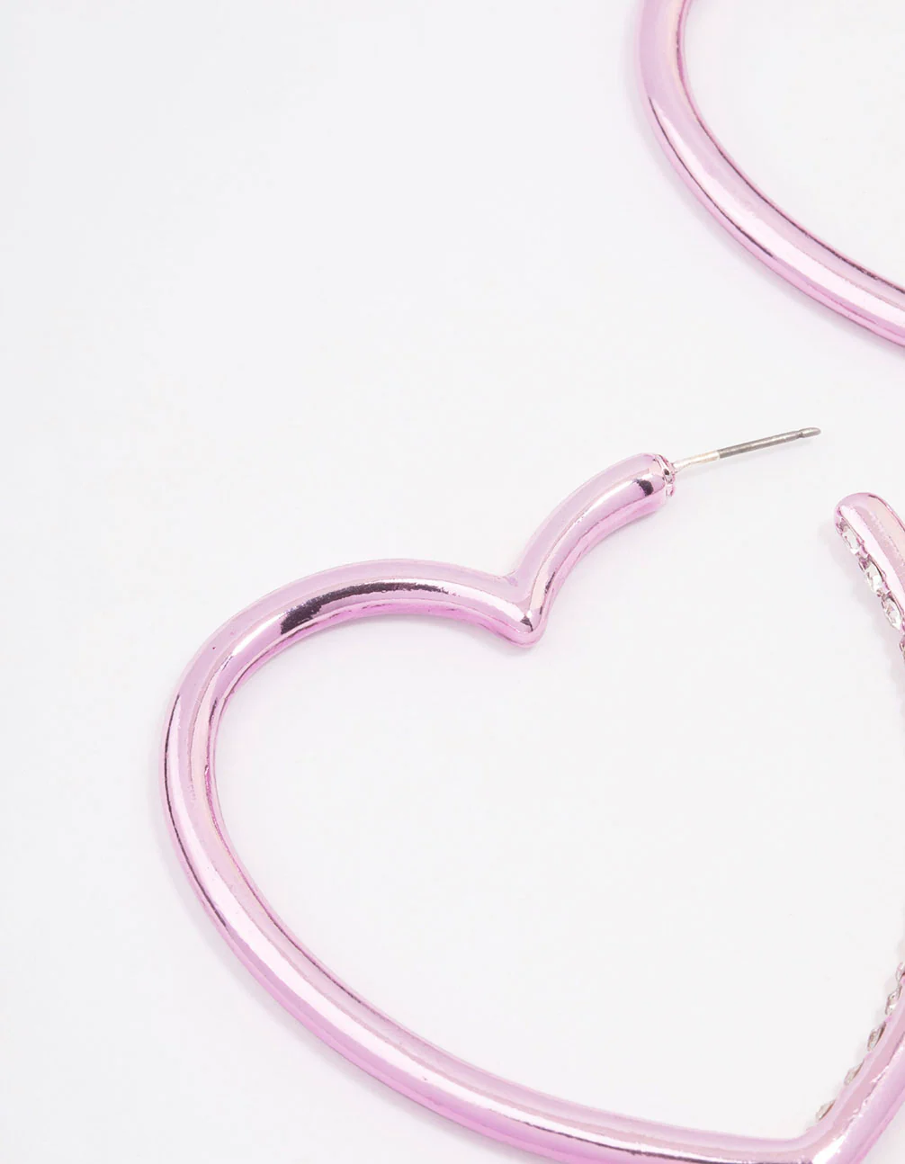 Pink Large Diamante Heart Hoop Earrings - Image 2