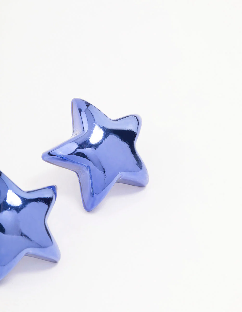 Blue Large Star Stud Earrings - Image 2