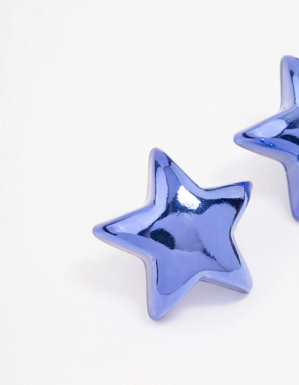 Blue Large Star Stud Earrings - Image 3