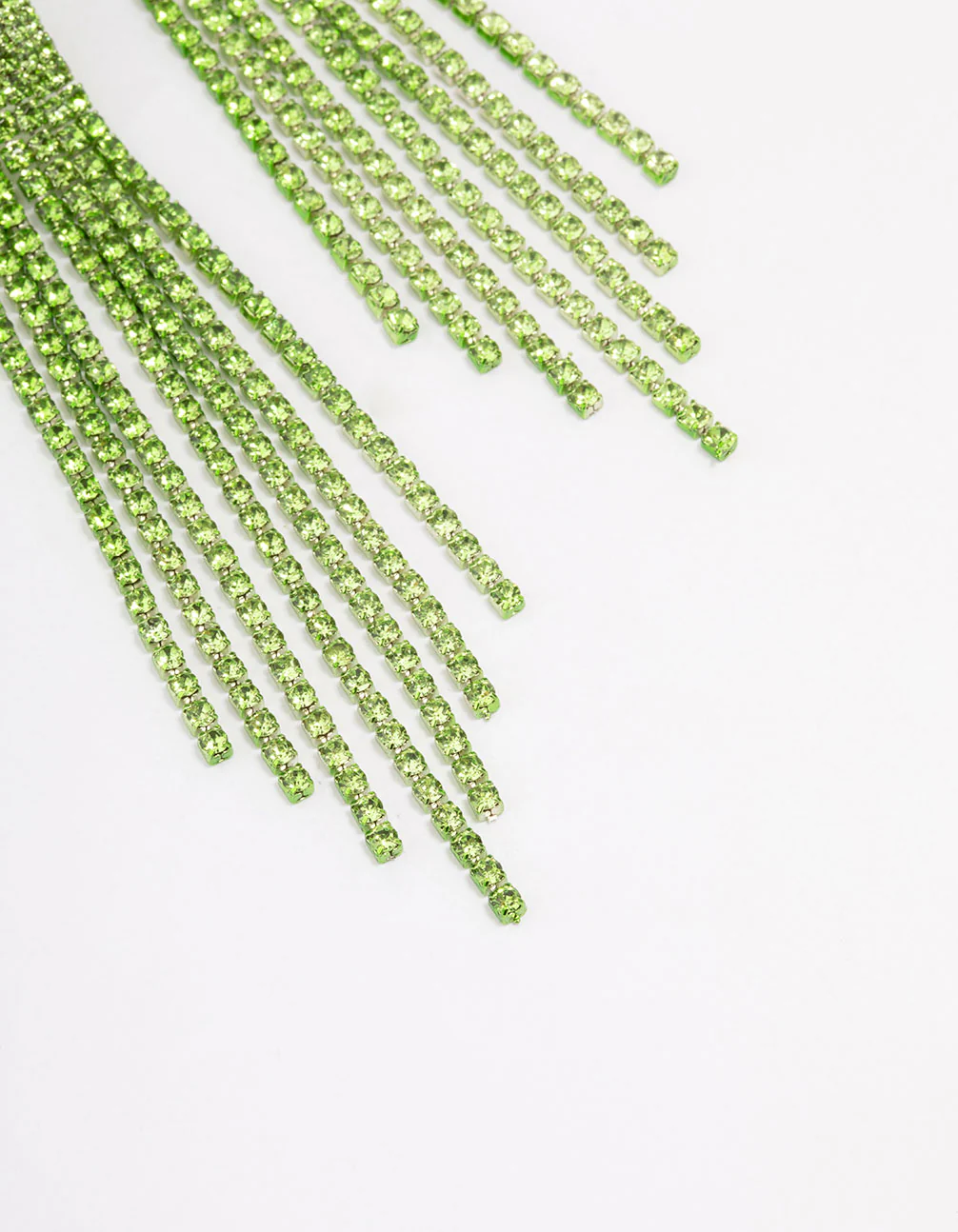 Green Multi-Row Cup Chain Drop Earrings - Image 3