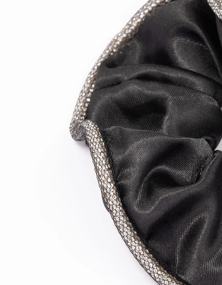 Black Fabric Diamante Hair Scrunchie - Image 2