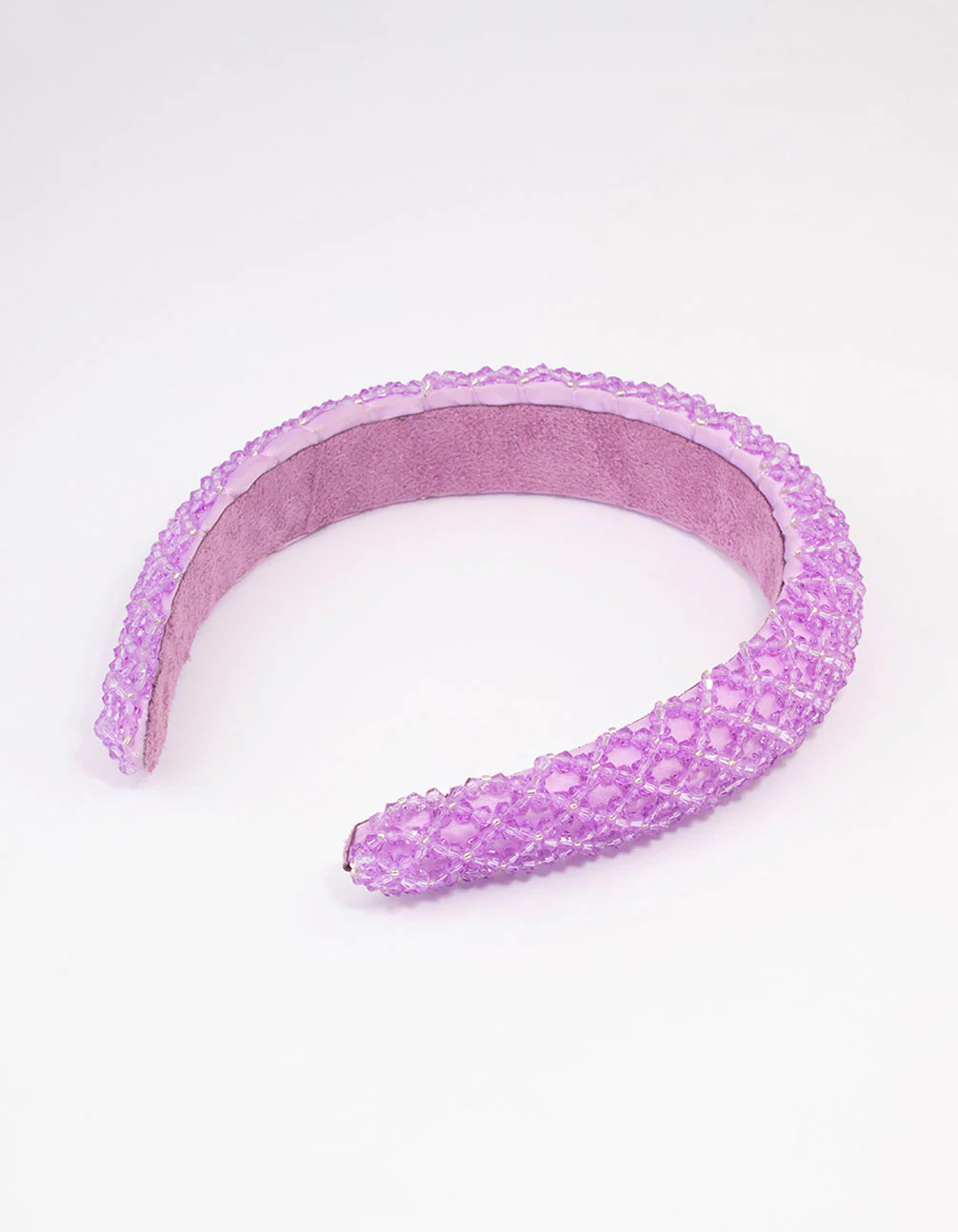 Lilac Fabric Facet Bead Embellished Headband - Image 3