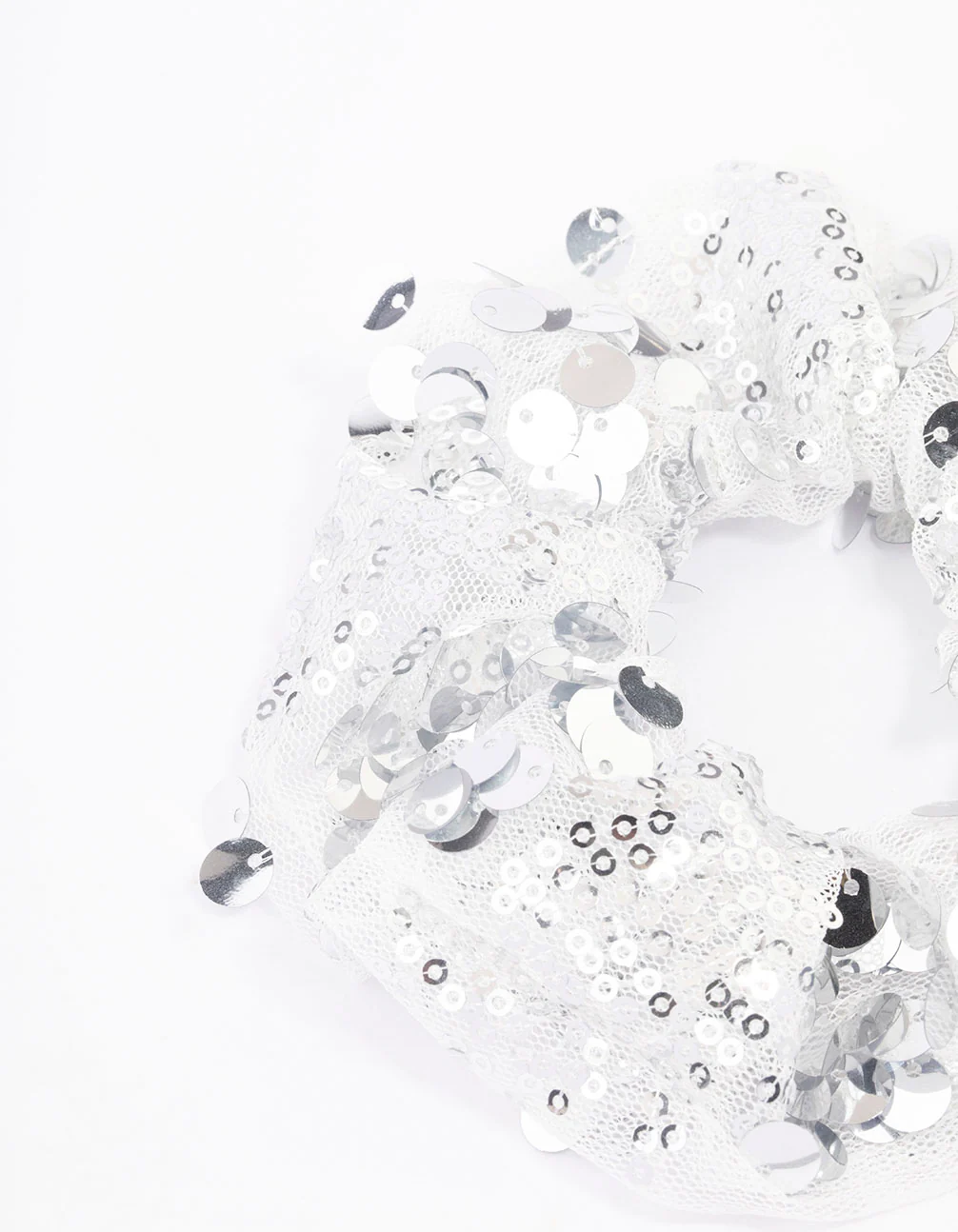 Fabric Mixed Size Sequin Hair Scrunchie - Image 2