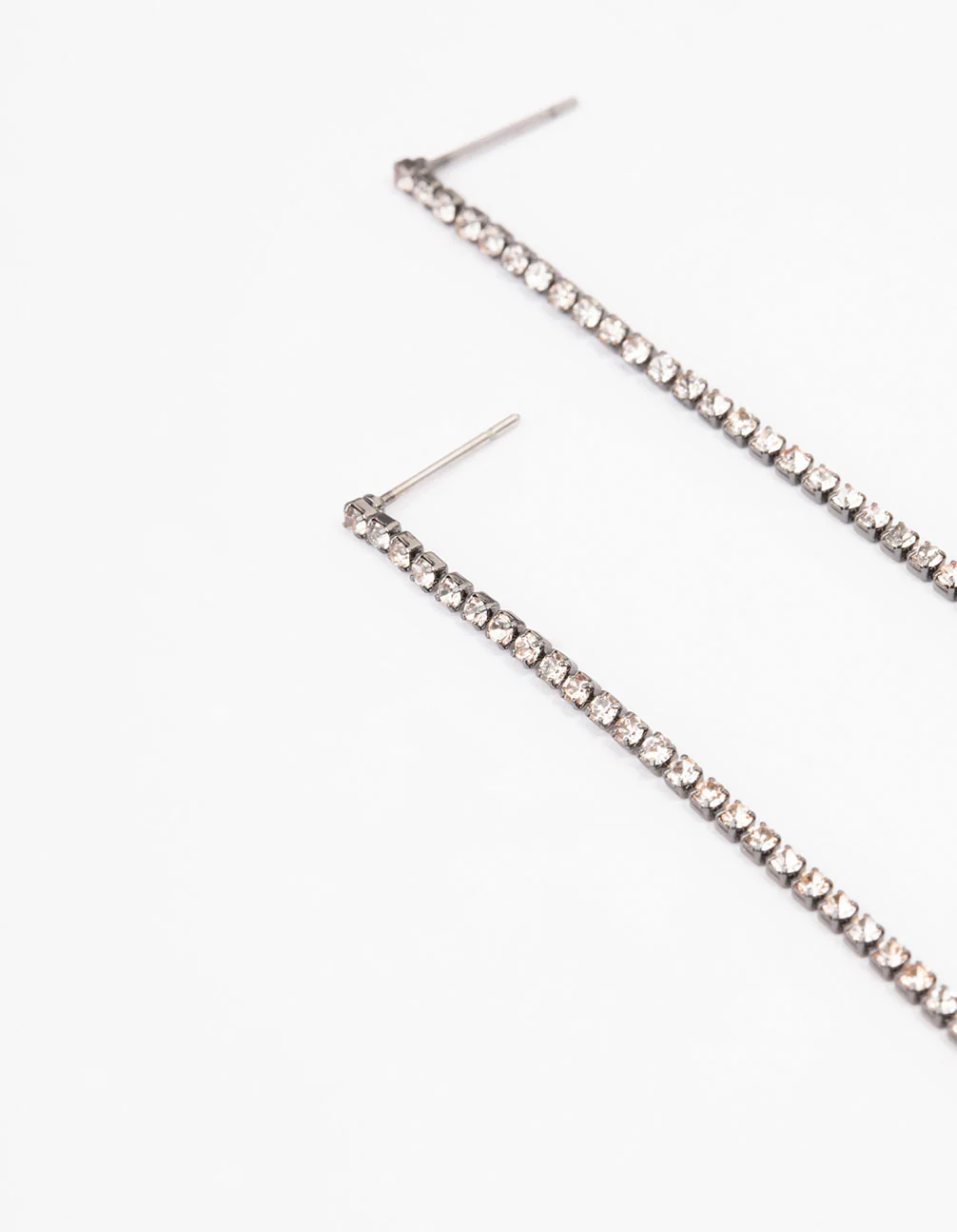 Gunmetal Diamante Pearl Drop Earrings - Image 2