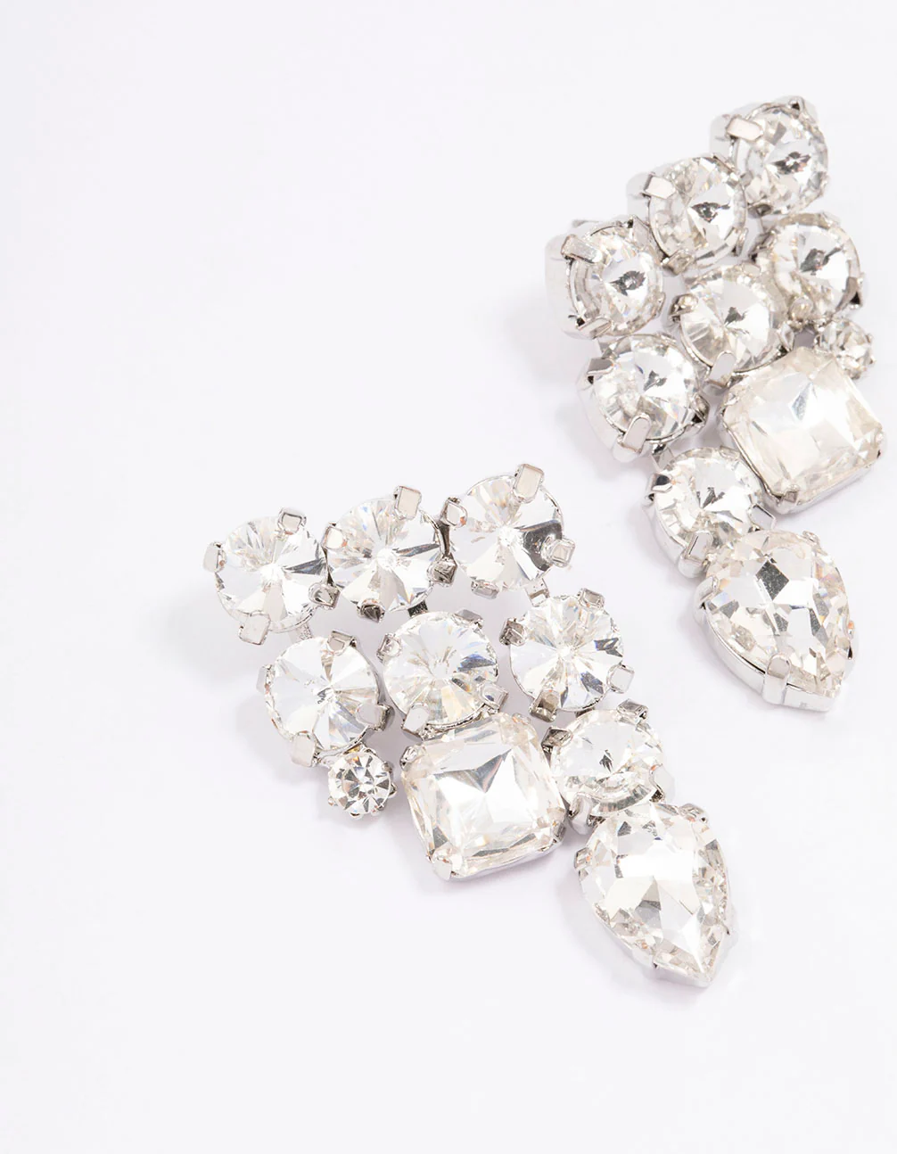 Silver Triple Row Chunky Stud Earrings - Image 2