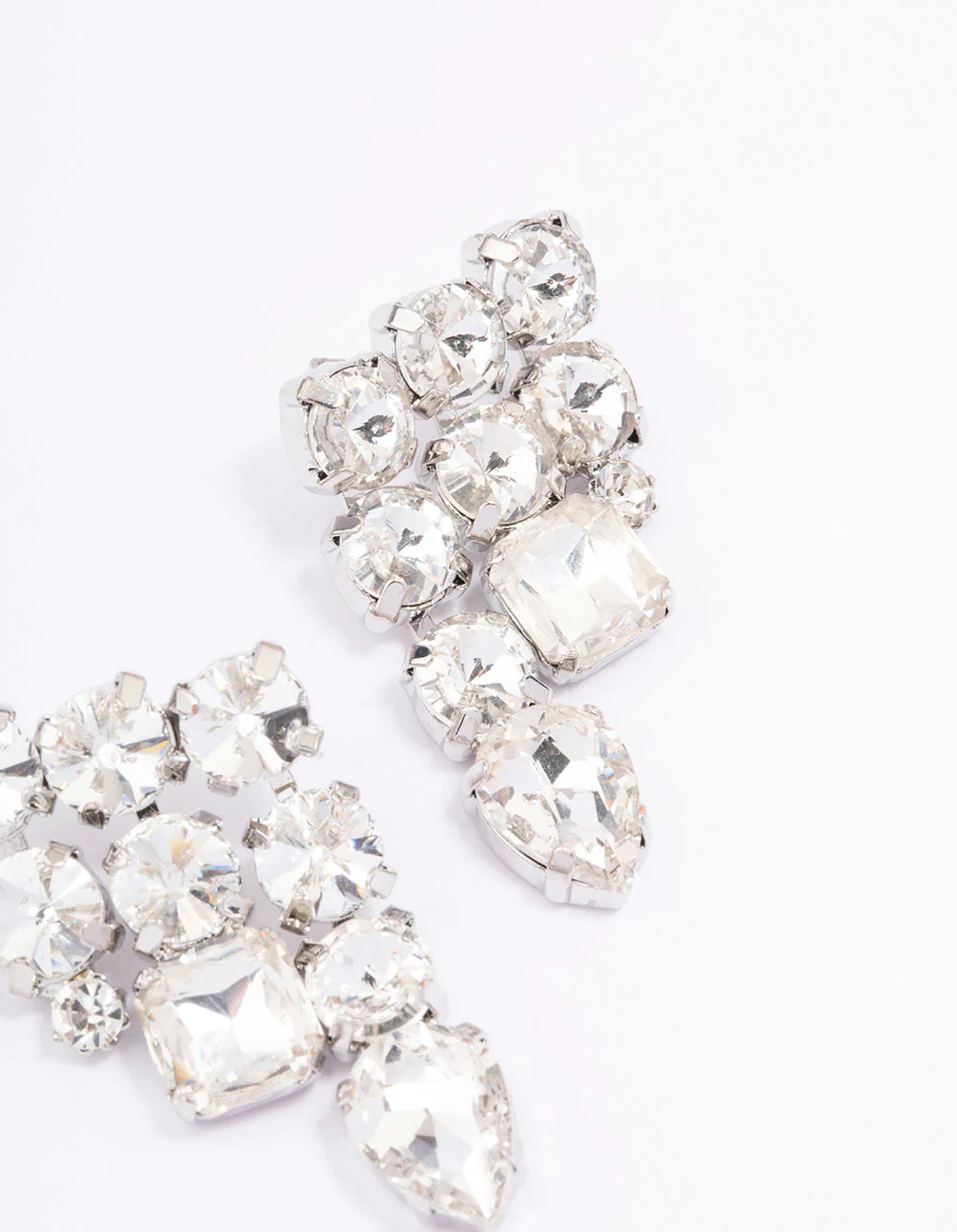 Silver Triple Row Chunky Stud Earrings - Image 3