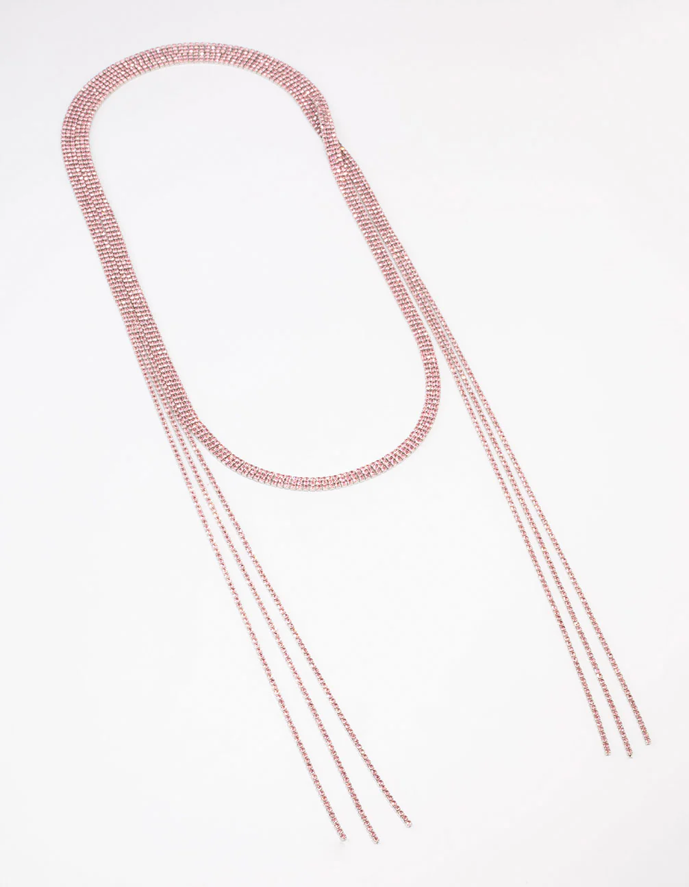 Pink Triple Row Cup Chain Scarf Necklace - Image 2