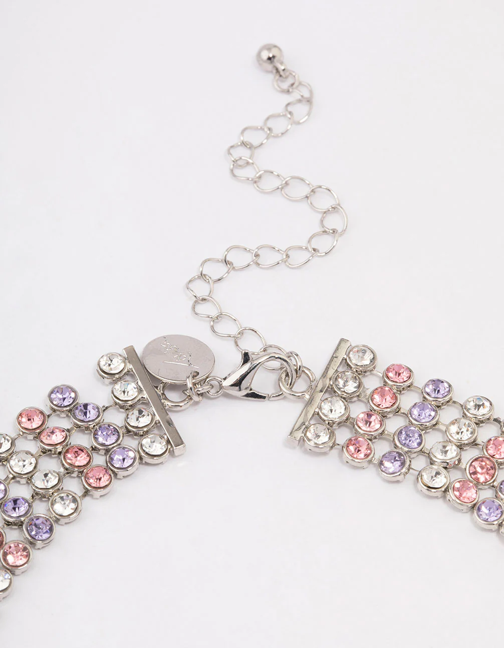 Silver Circle Diamante Layered Choker - Image 3