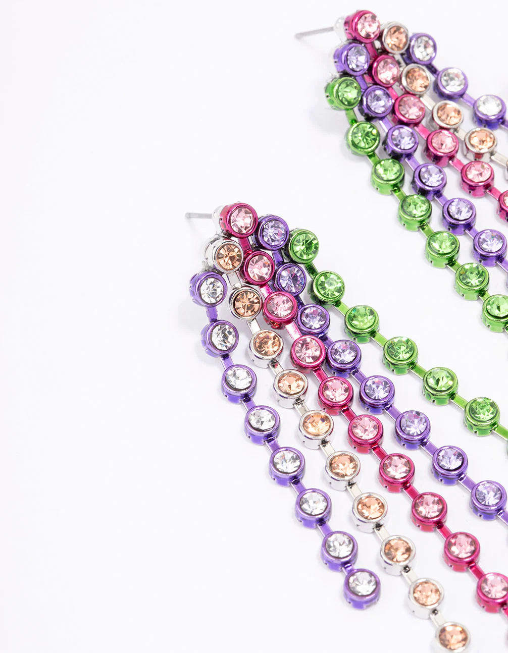 Rainbow Cup Chain Drop Earrings - Image 2