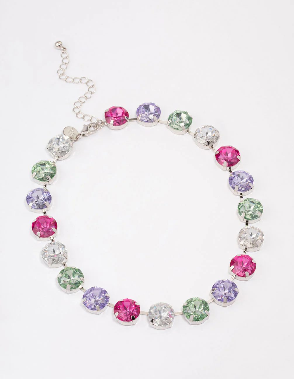 Silver Chunky Circle Diamante Necklace - Image 2