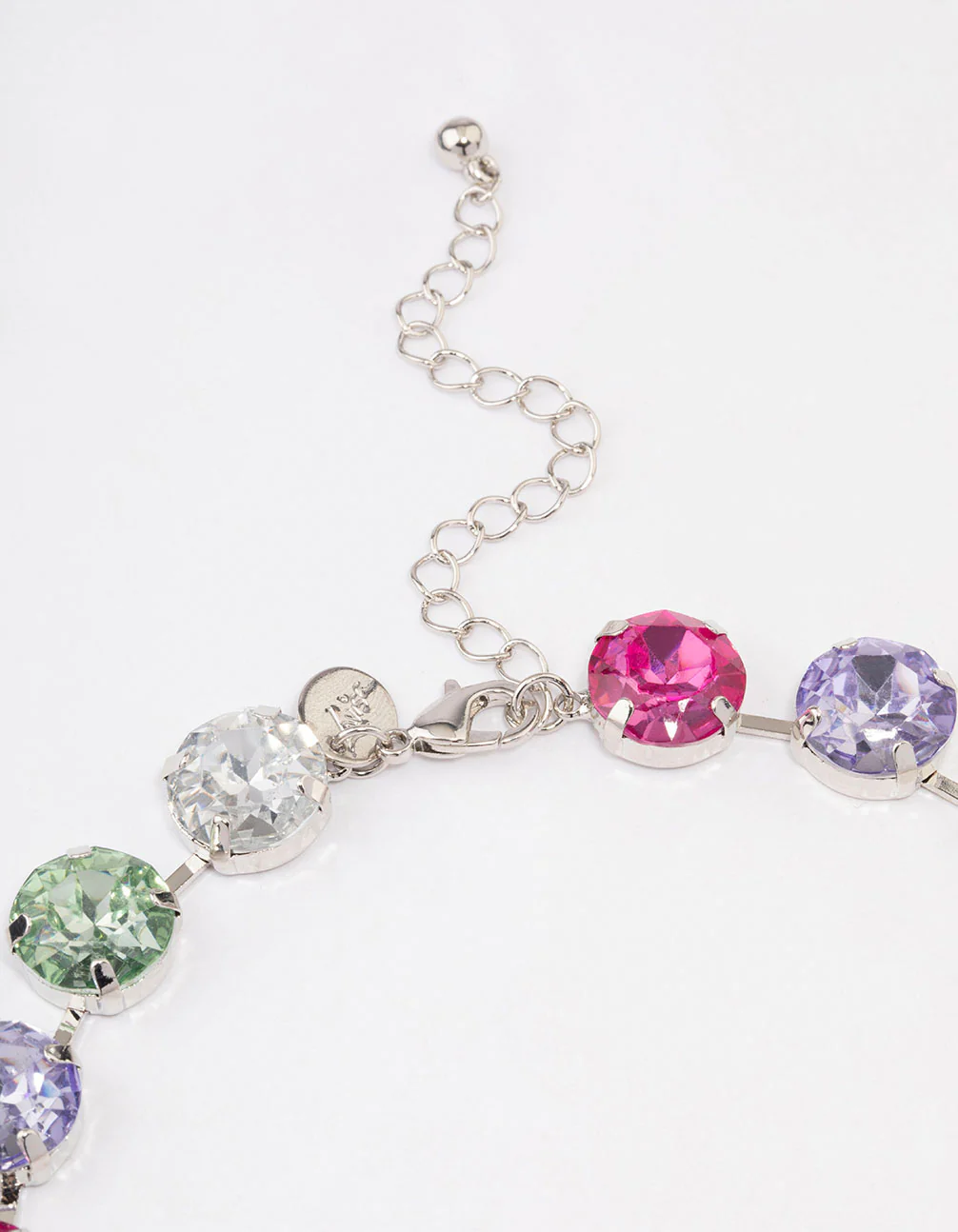 Silver Chunky Circle Diamante Necklace - Image 3