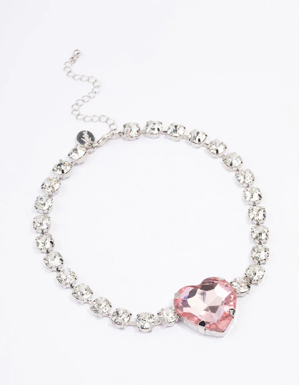 Pink Chunky Diamante Heart Choker - Image 2