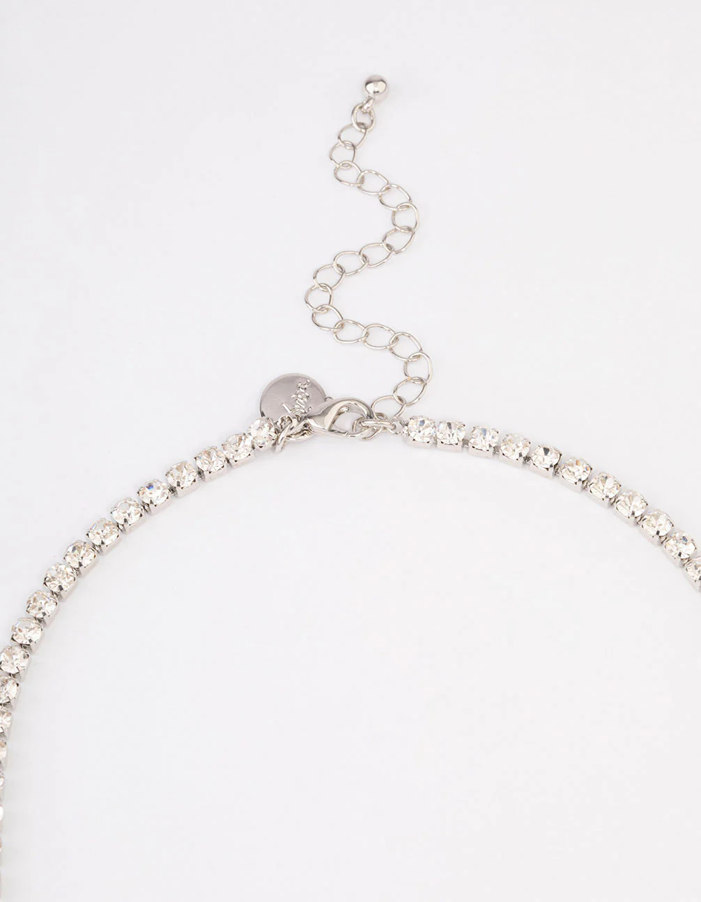 Silver Cup Chain Diamante Flower Necklace - Image 3