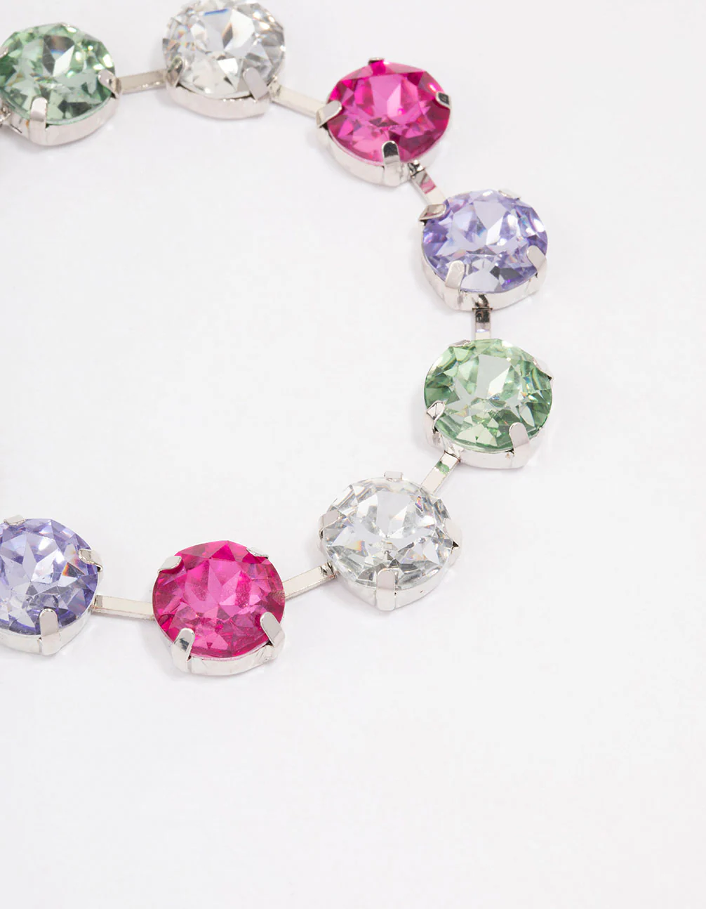 Silver Circle Diamante Stone Bracelet - Image 2