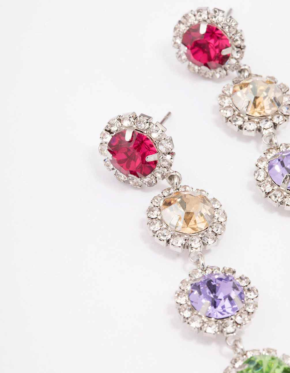 Rainbow Diamante Stone Drop Earrings - Image 2