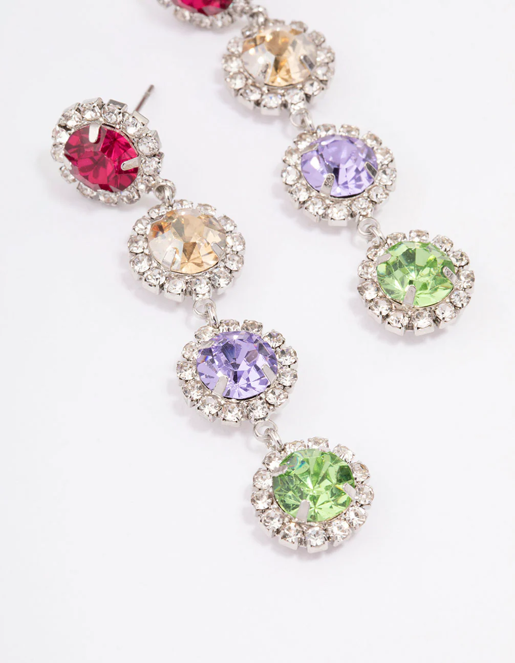 Rainbow Diamante Stone Drop Earrings - Image 3