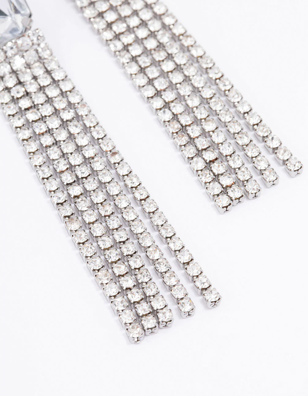 Silver Diamante Cup Chain Drop Earrings - Image 3