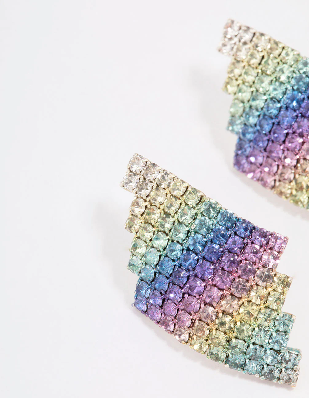 Rainbow Diamante Shape Stud Earrings - Image 2