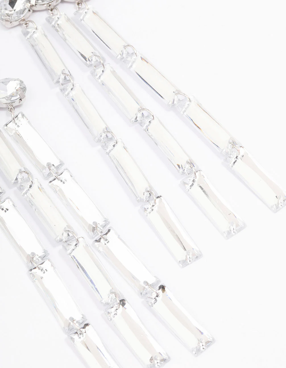 Silver Diamante Drop Chandelier Earrings - Image 3