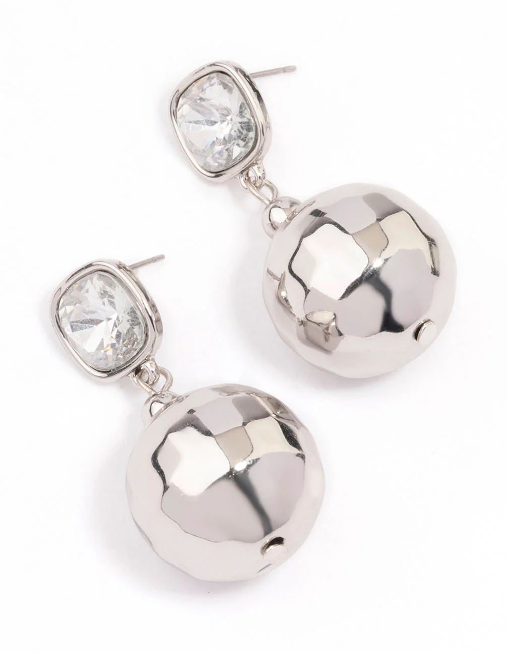 Silver Diamante & Disco Ball Drop Earrings