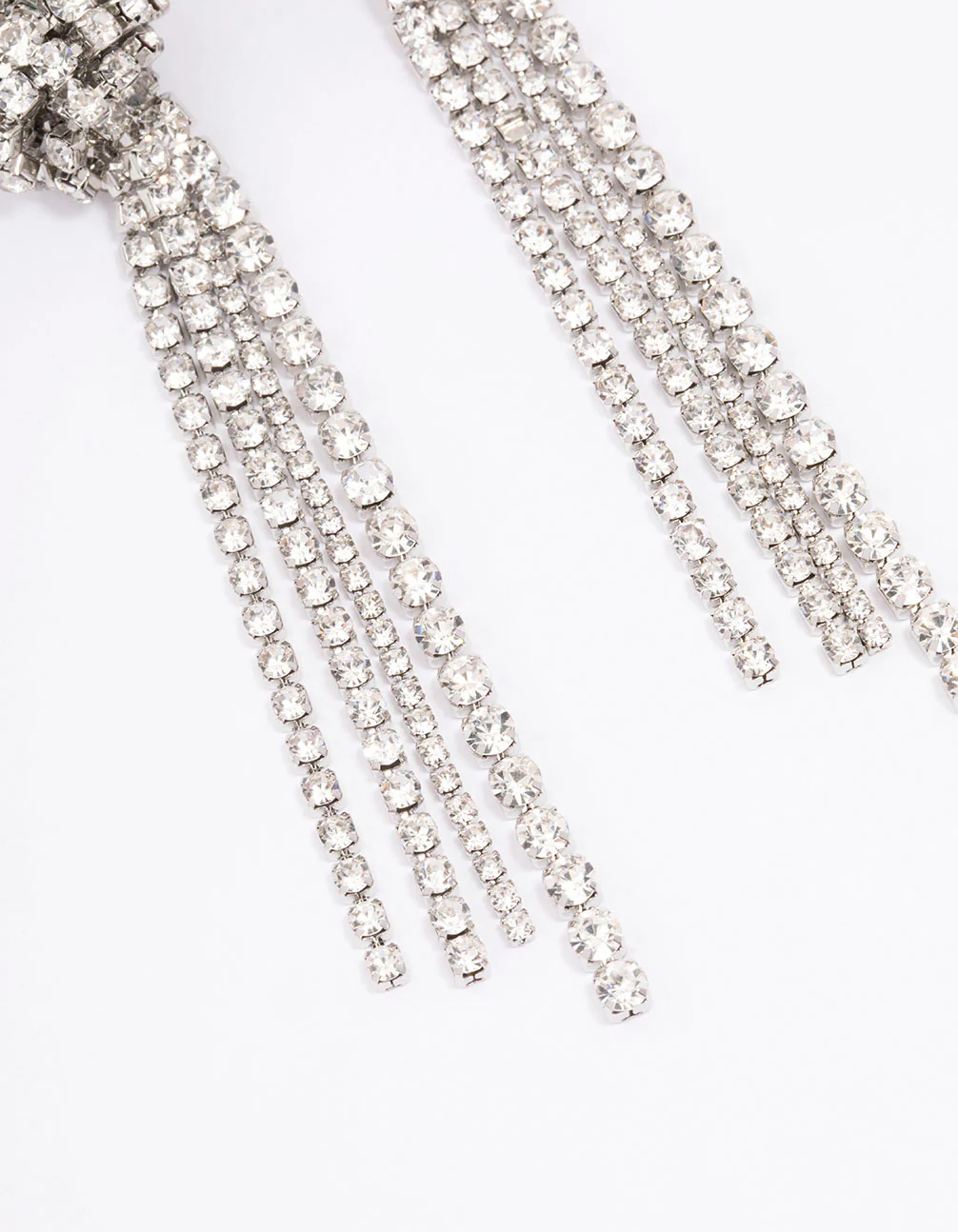 Silver Diamante Knotted Cup Chain Drop Earrings - Image 3
