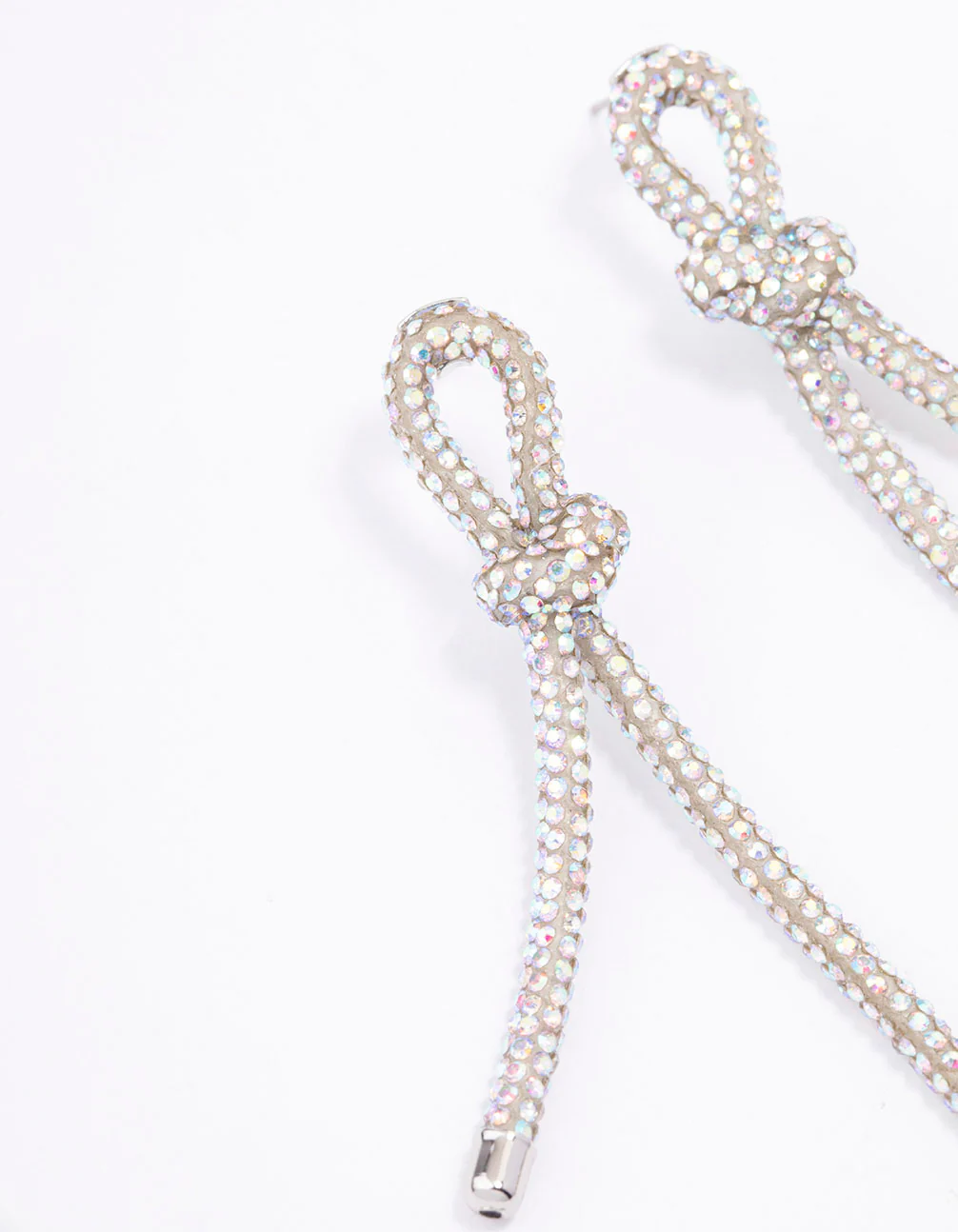 Diamante Knotted Loop Rope Stud Earrings - Image 2