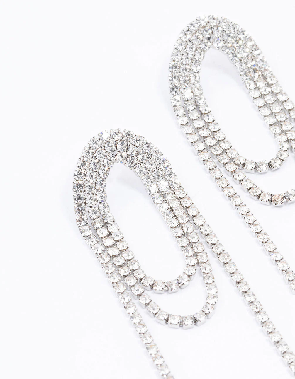 Silver Diamante Loop Drop Earrings - Image 2