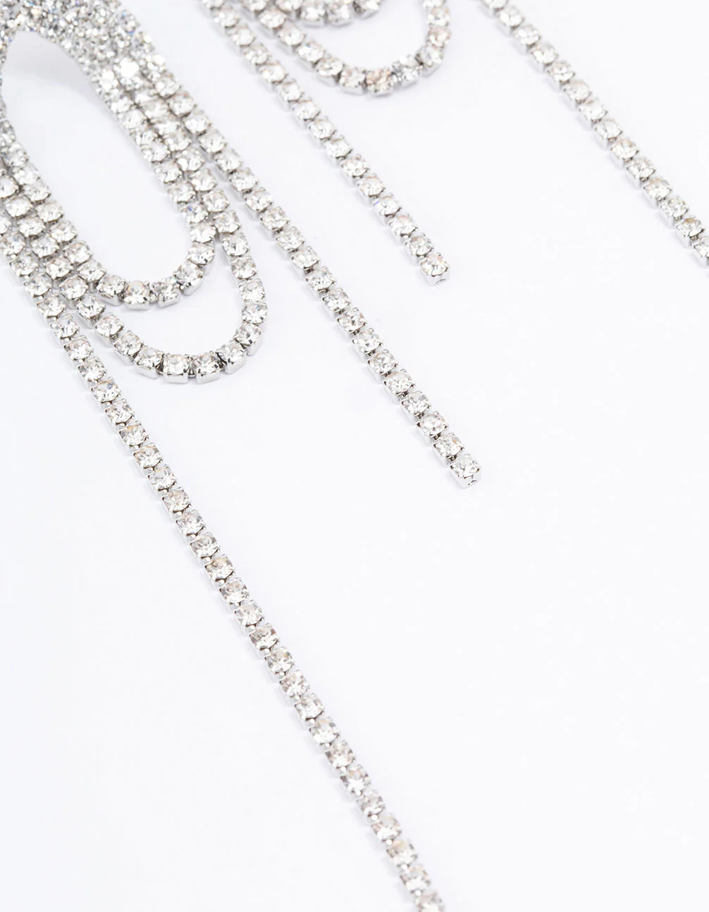 Silver Diamante Loop Drop Earrings - Image 3