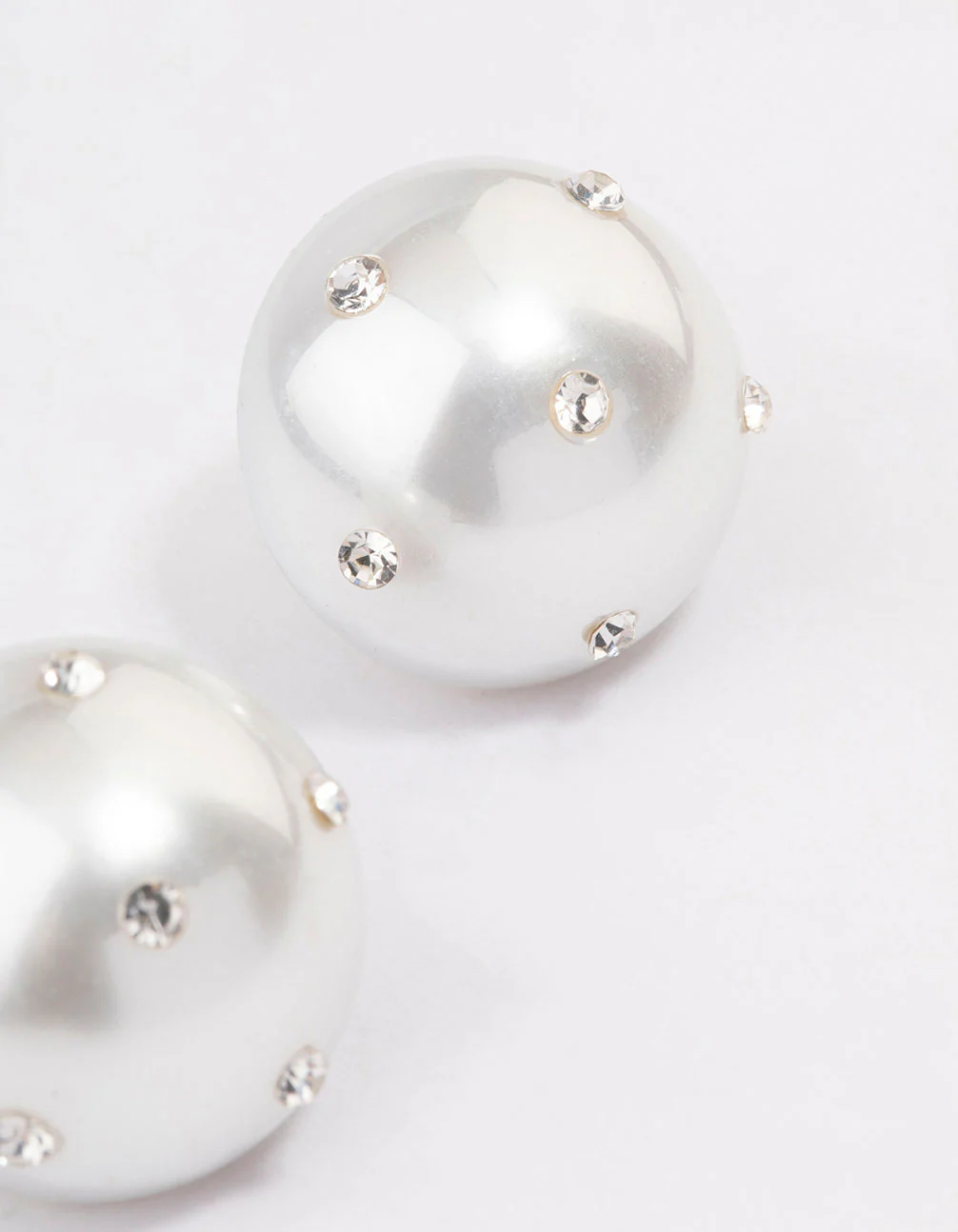 Diamante Encrusted Pearl Circle Stud Earrings - Image 3