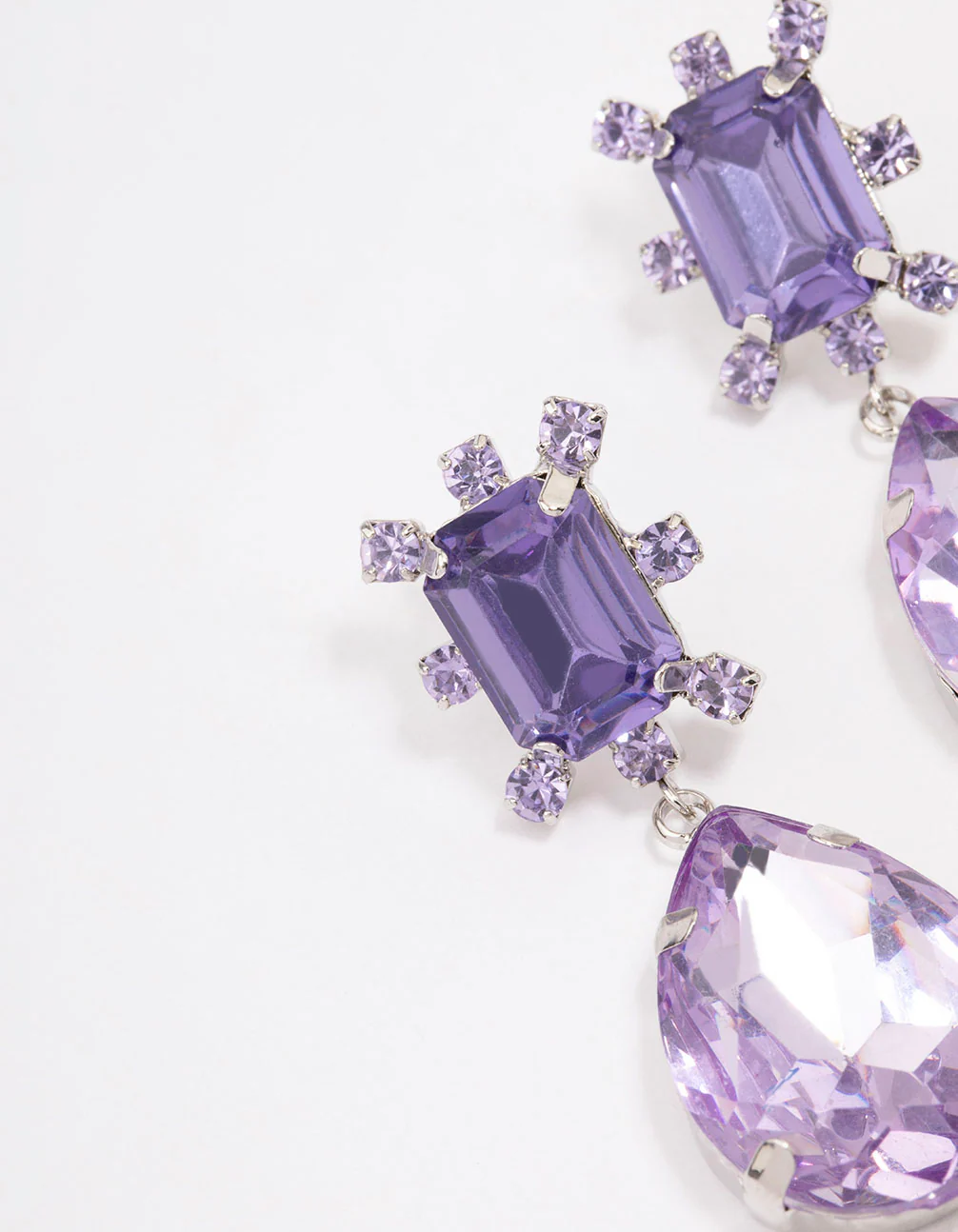 Blue Diamante Square & Teardrop Earrings - Image 2
