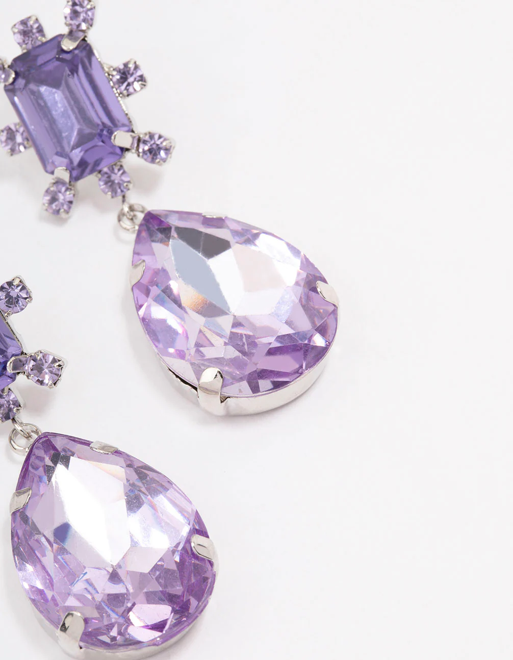 Blue Diamante Square & Teardrop Earrings - Image 3
