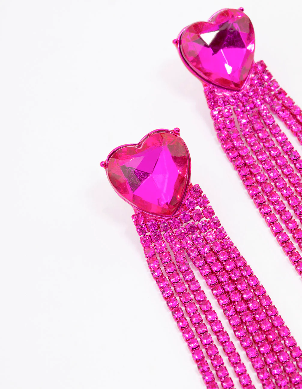 Pink Heart Cup Chain Drop Earrings - Image 2
