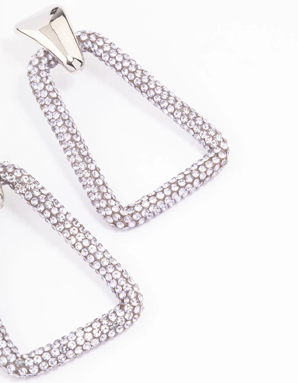Silver Large Diamante Drop Earrings - Image 2