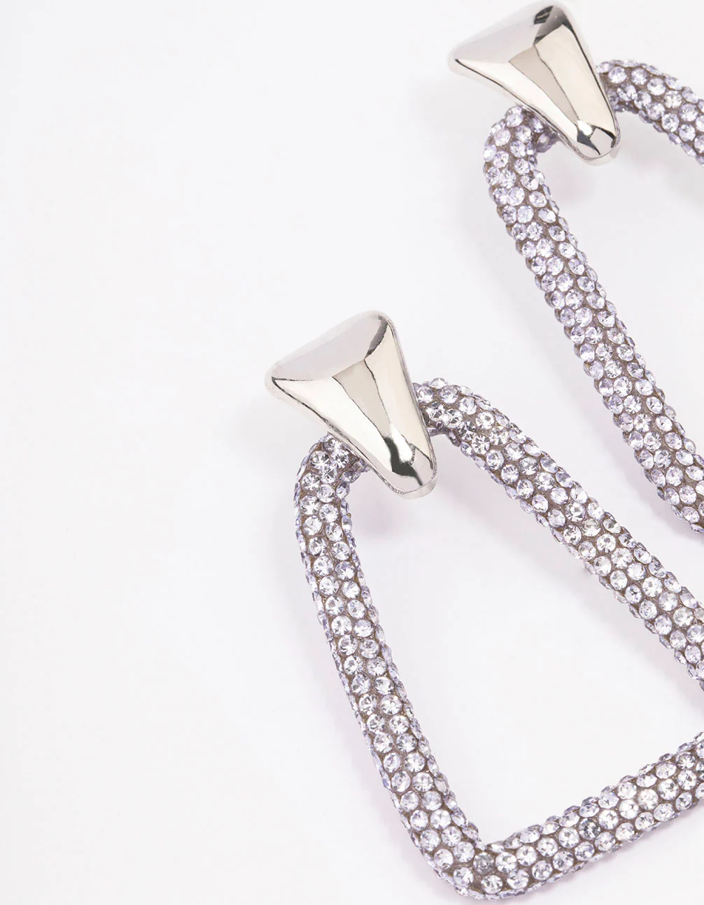 Silver Large Diamante Drop Earrings - Image 3