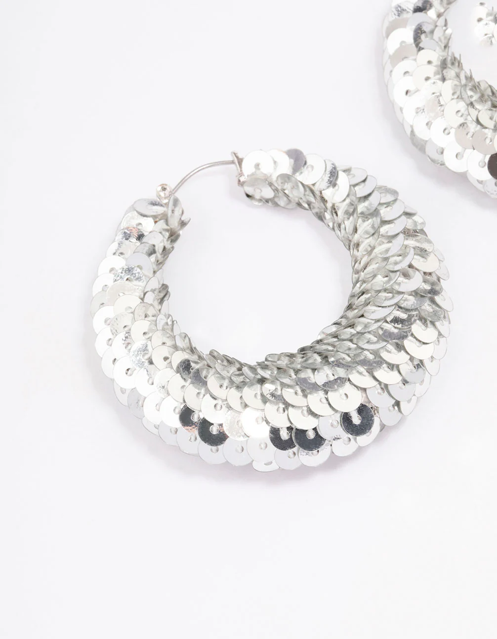 Green Large Sequin Hoop Earrings - Image 2