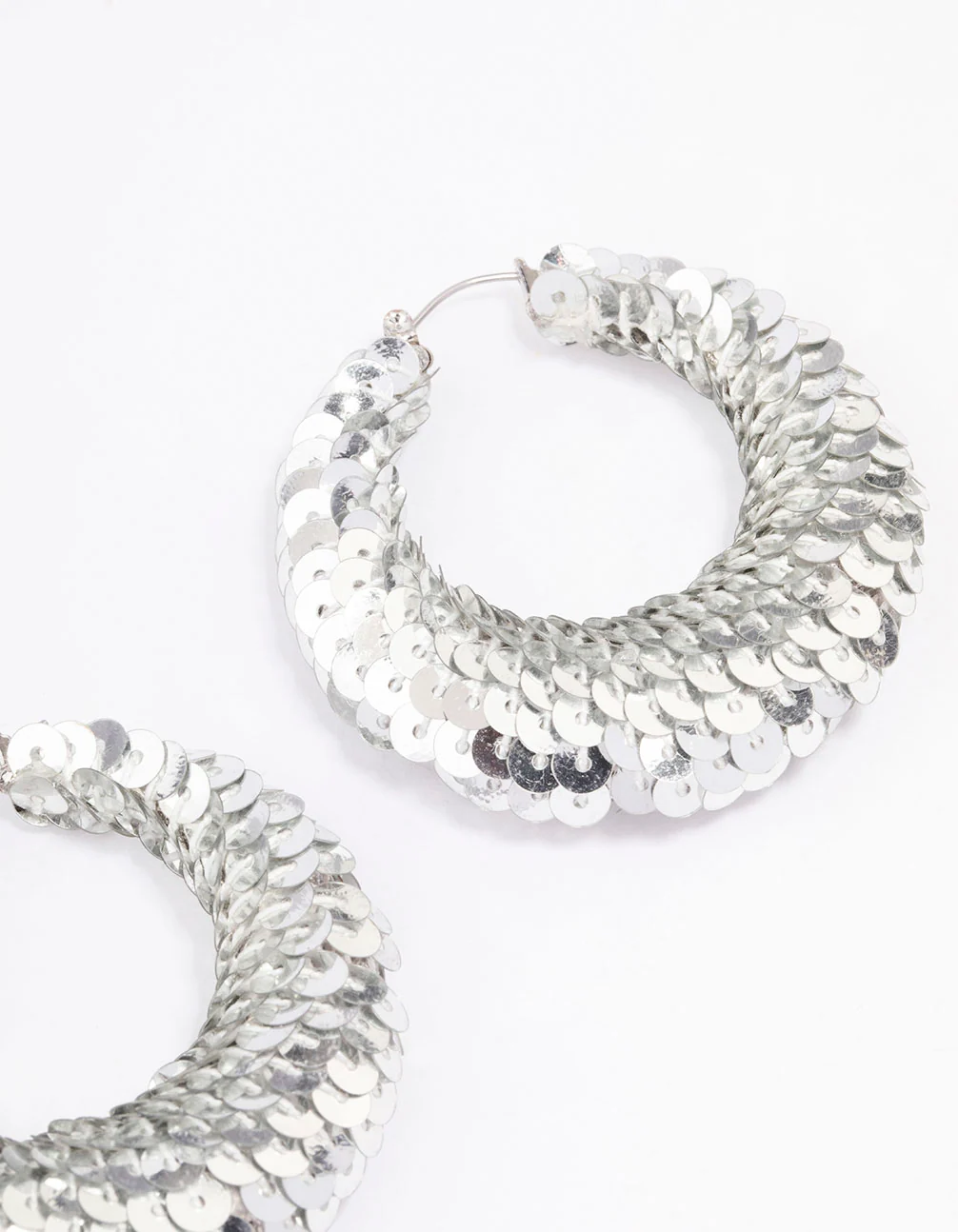 Green Large Sequin Hoop Earrings - Image 3
