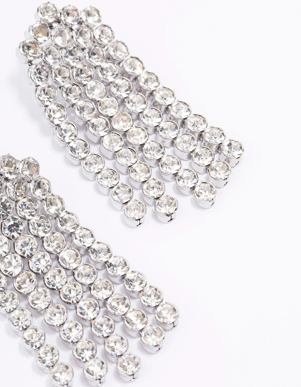 Silver Multi Row Cup Chain Drop Earrings - Image 3