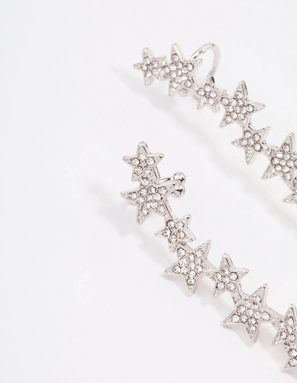 Silver Multi Star Graduating Climber Stud Earrings - Image 2