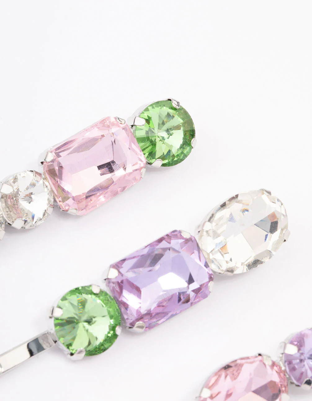 Silver Mixed Shape Stone Hair Clips Pack - Image 2