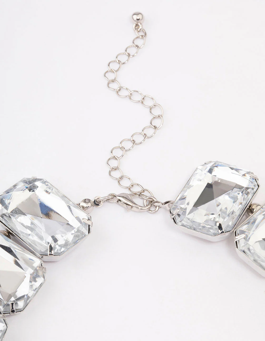 Silver Chunky Diamante Statement Necklace - Image 3