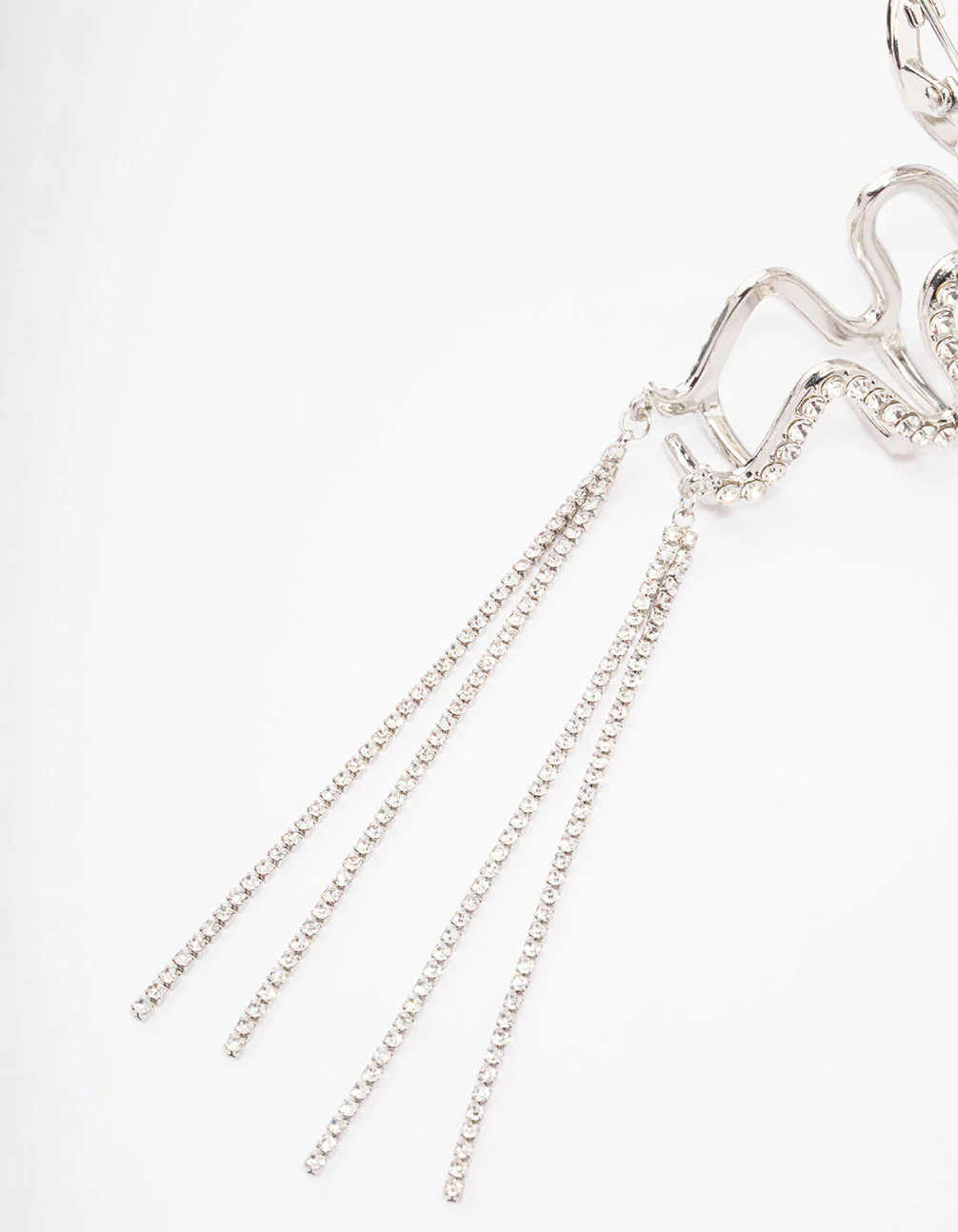 Silver Wavy Diamante Cup Chain Hair Claw Clip - Image 2