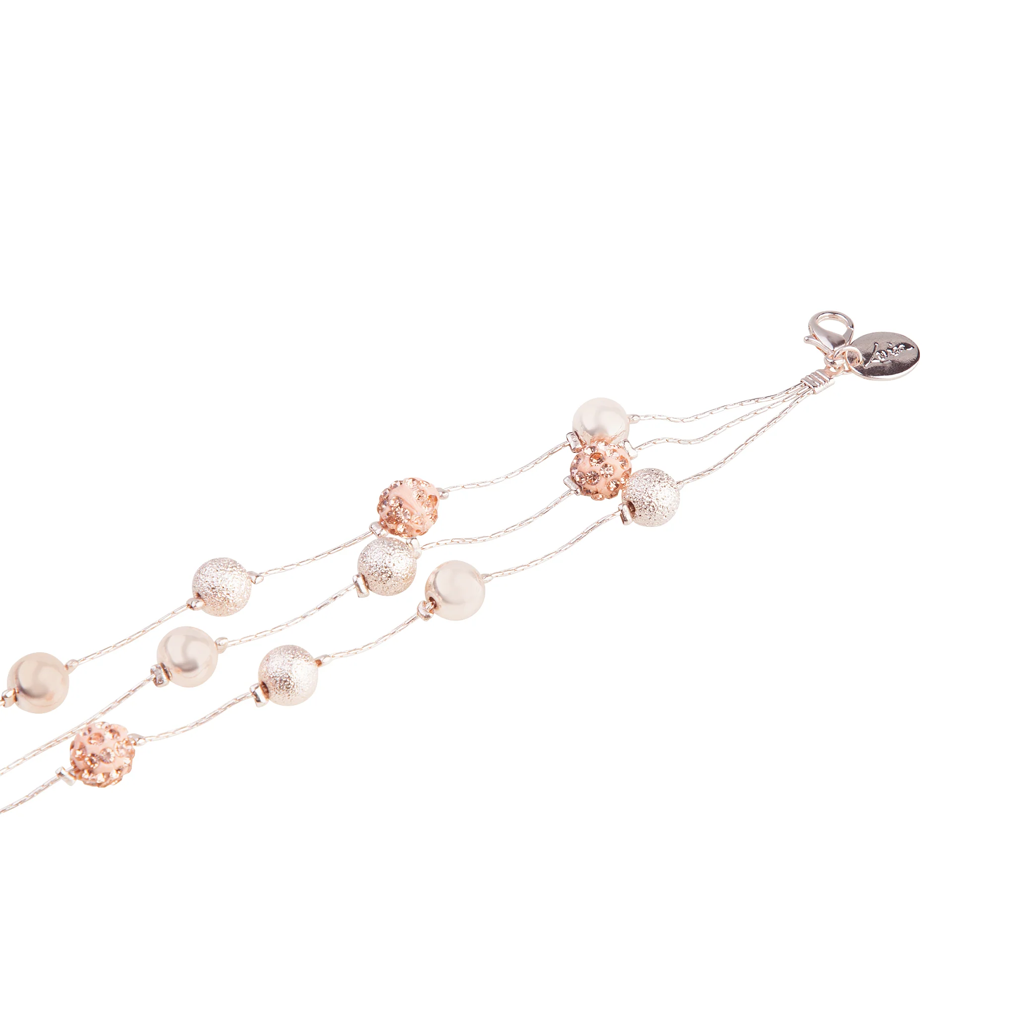 Rose Gold Multi Textured Bead Station Bracelet - Image 2