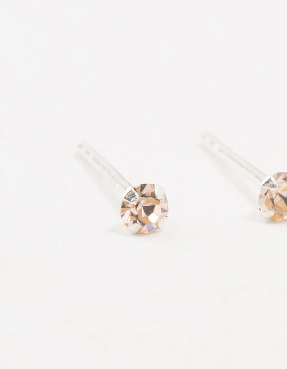 Peach Czech Bohemia Crystal Sterling Silver Stud Earrings - Image 2