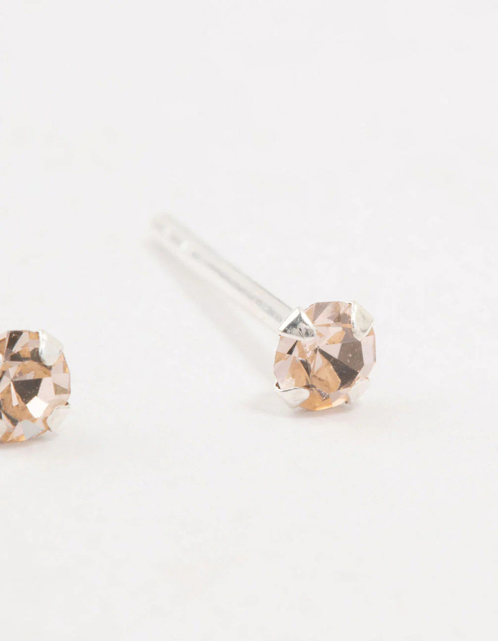 Peach Czech Bohemia Crystal Sterling Silver Stud Earrings - Image 3