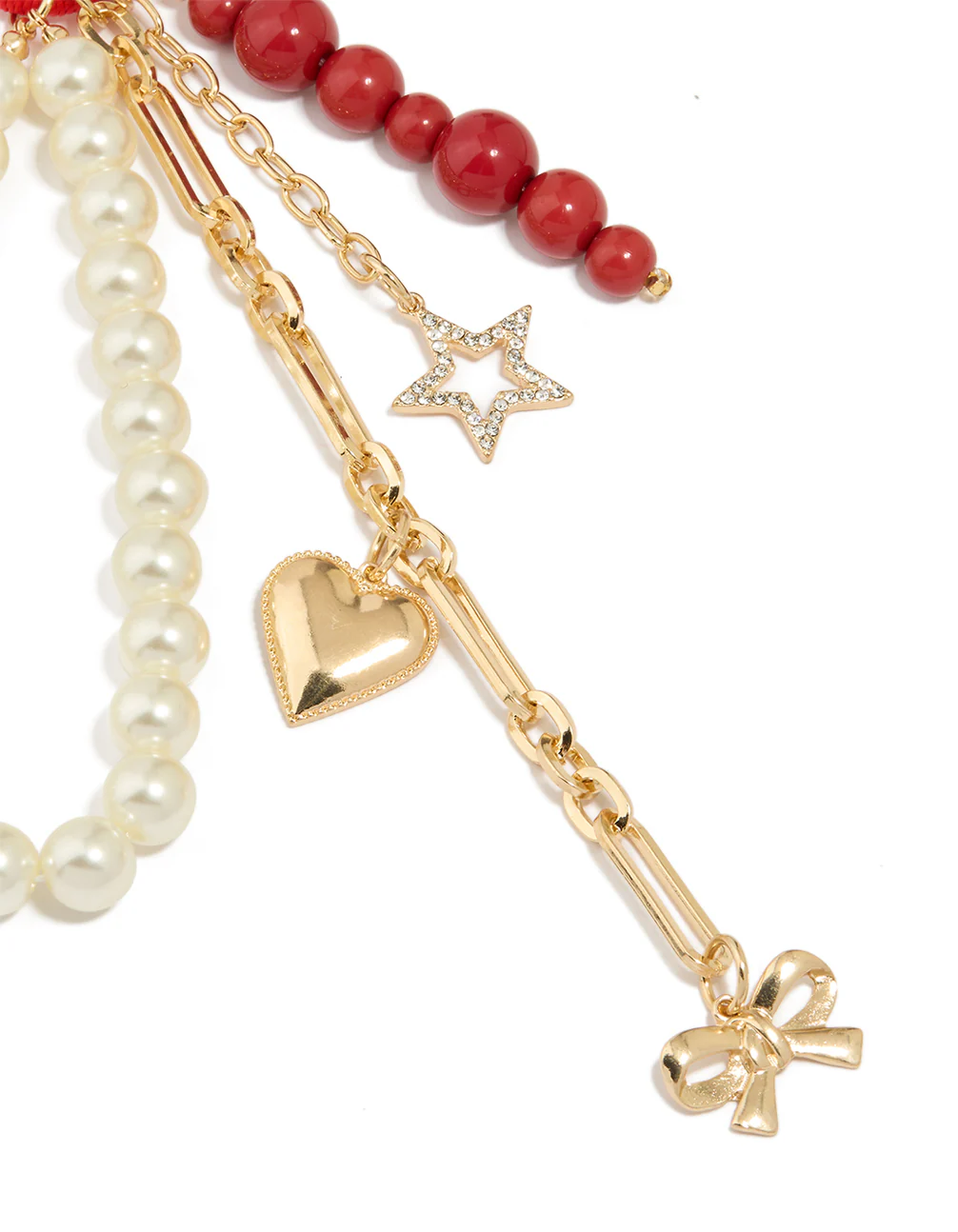 Pearl Beaded Heart & Star Key Chain - Image 2
