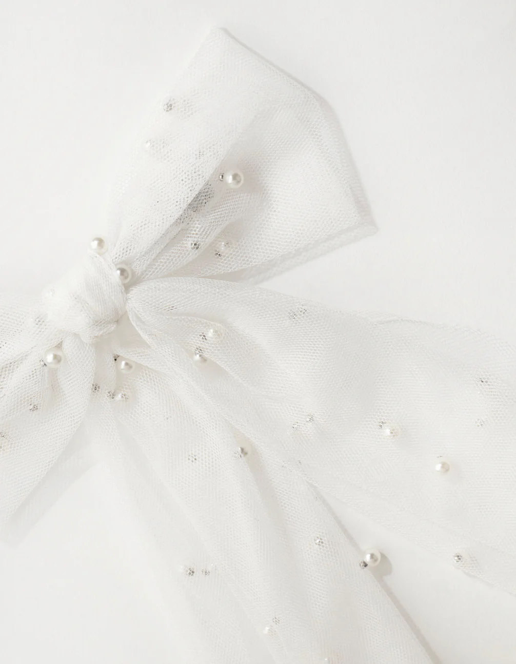 Pearl Detail Mesh Bow Clip - Image 2