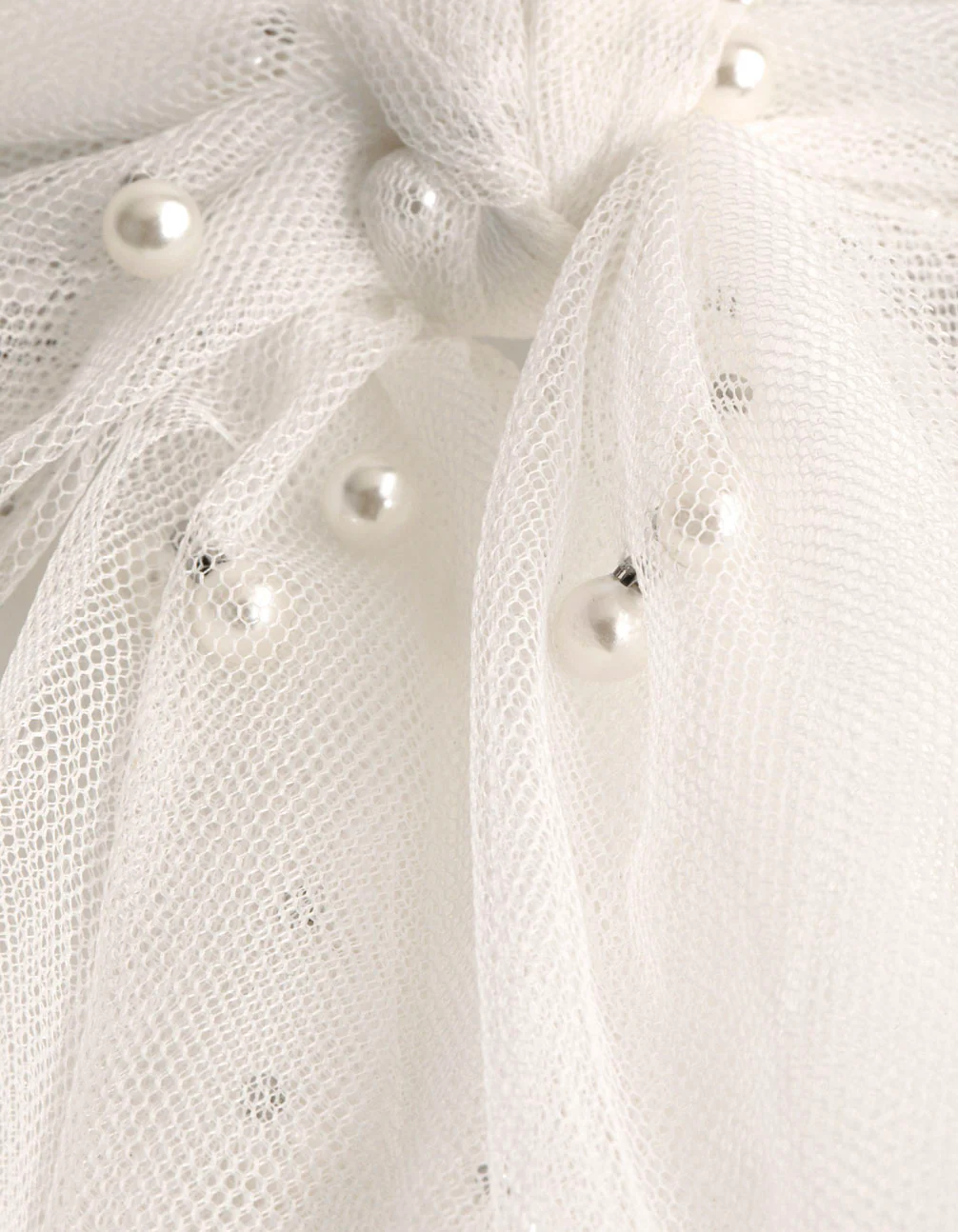 Pearl Detail Mesh Bow Clip - Image 3
