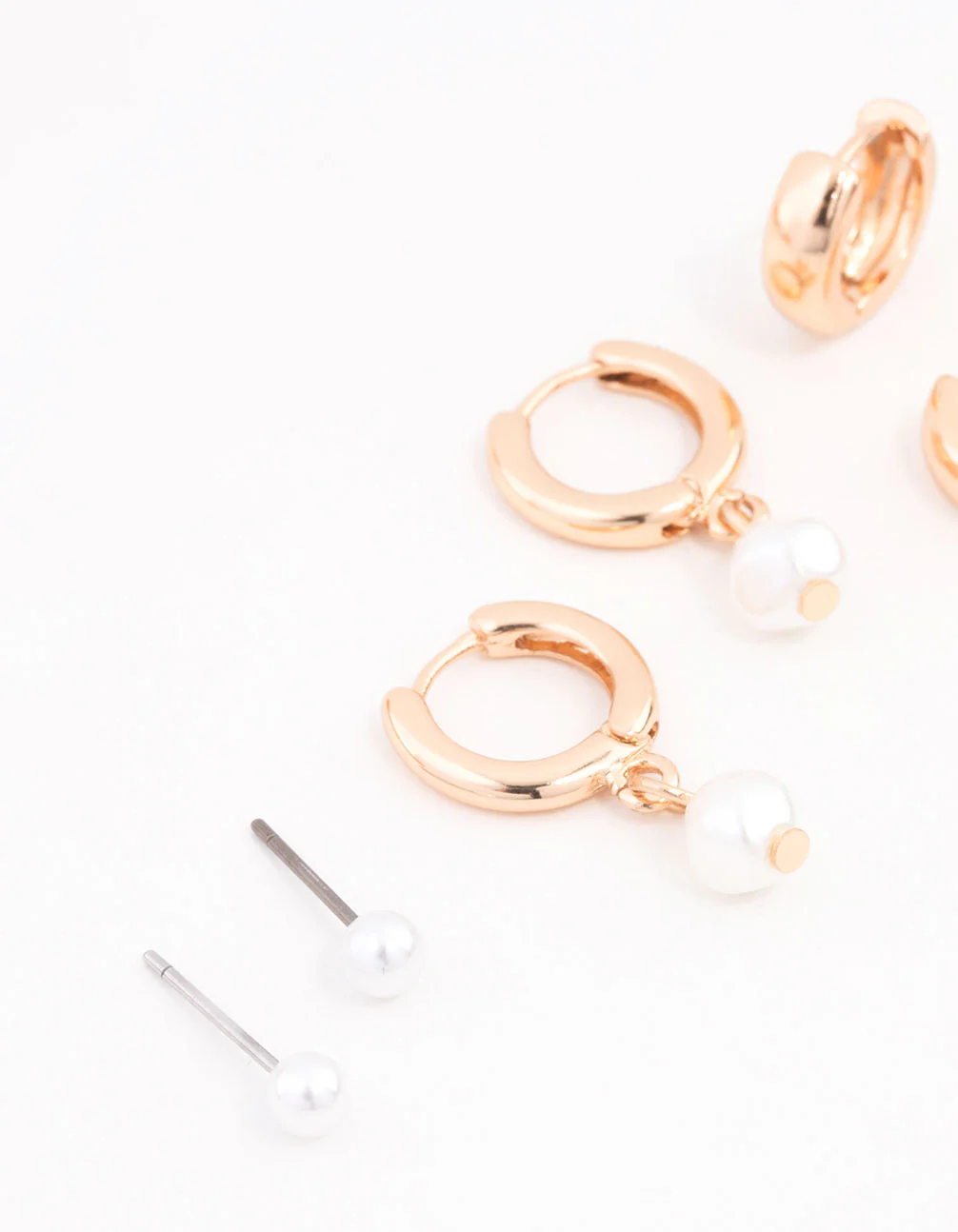 Pearl Huggie Earrings 3-Pack - Image 2