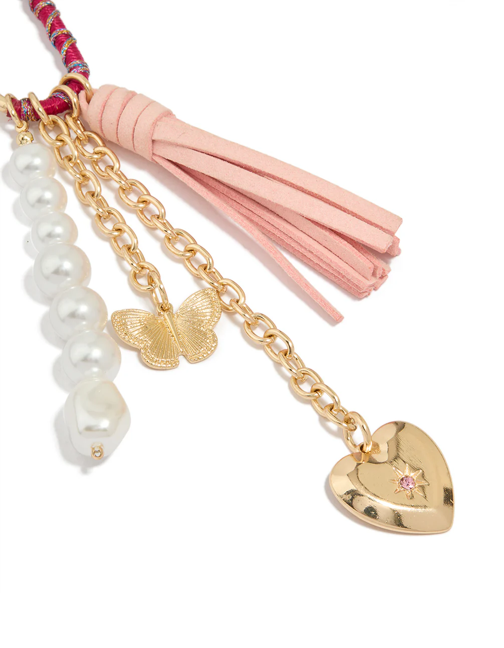 Pearl & Pink Tassel Key Chain - Image 2