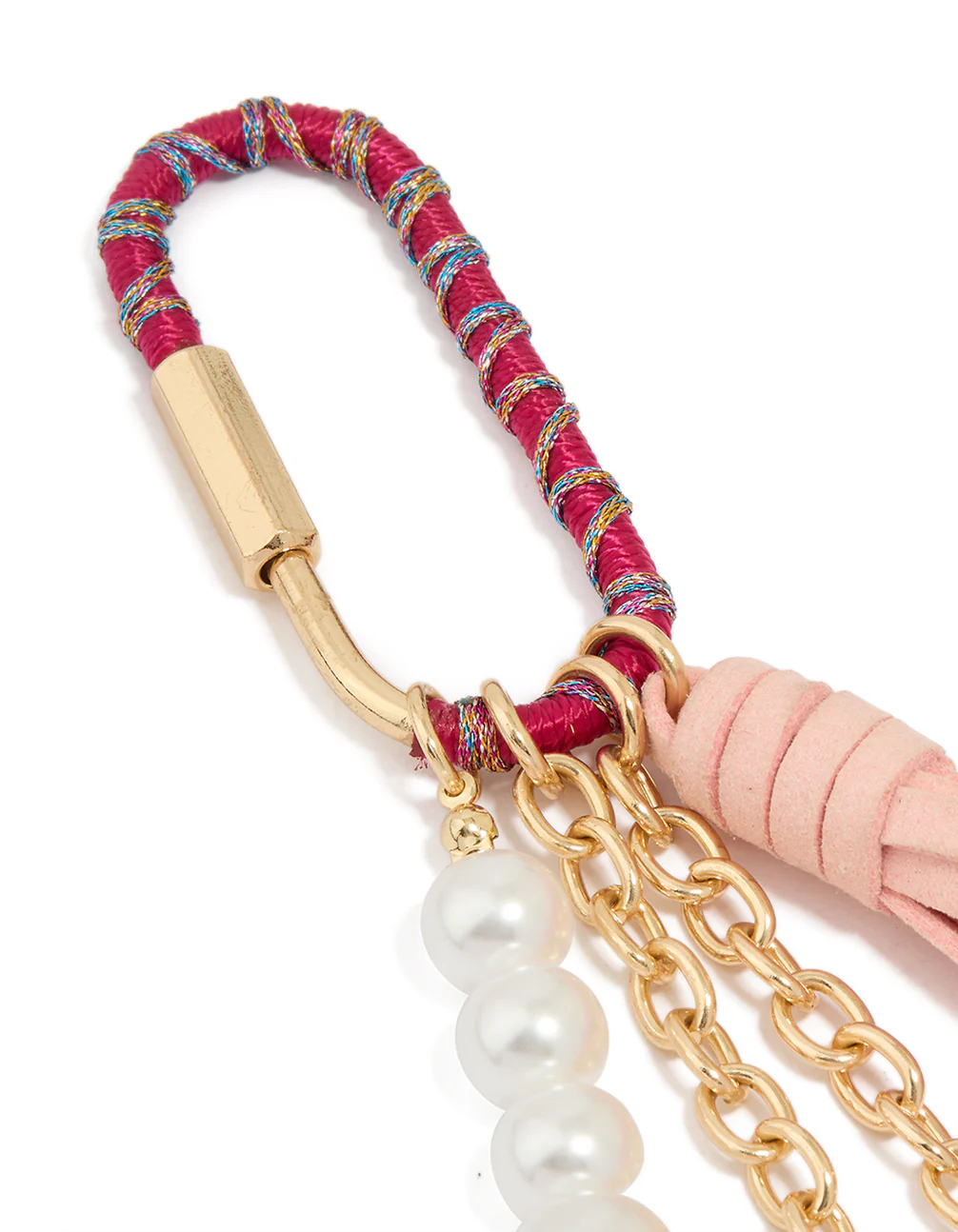 Pearl & Pink Tassel Key Chain - Image 3
